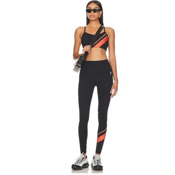 NWT P.E Nation Upward Leggings Black Orange Stripe XS Revolve - Picture 1 of 9